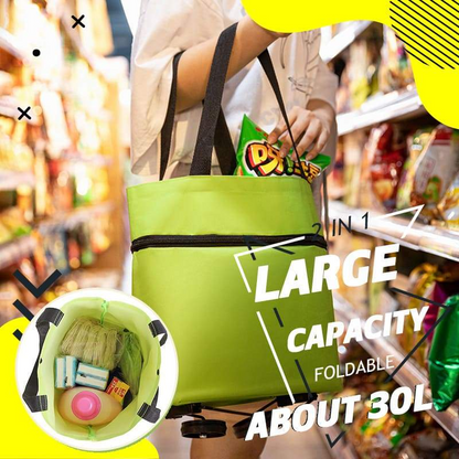 🛒Foldable 2-in-1 Rolling Shopping Bag  Foldable Shopping Cart