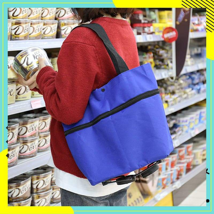 🛒Foldable 2-in-1 Rolling Shopping Bag  Foldable Shopping Cart