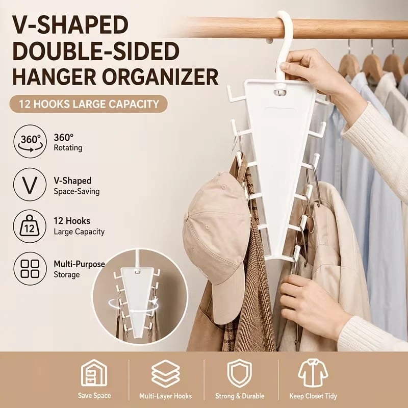 🔥 50% OFF 360° Rotating 12-Hook Organizer Hanger – Closet Space Saver