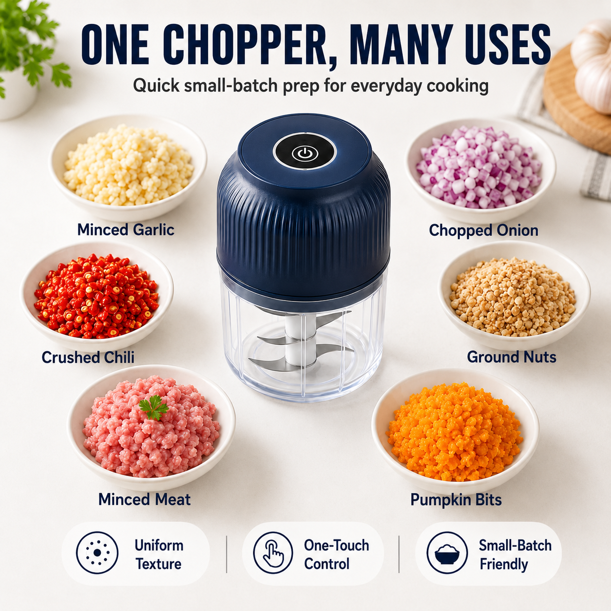 🍹🥑 50% OFF! 💥6-Blade Electric Food Chopper | For Vegetables, Onions, Herbs, Nuts & Meat | Cordless, One-Touch & Easy to Clean | Baby Food Maker, Juicer, Spice Grinder & Meat Grinder (Copy)